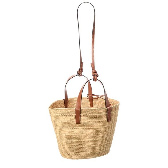 Celine Teen Supple Classic Panier Raffia & Leather Tote, Beige - Picture 2 of 4